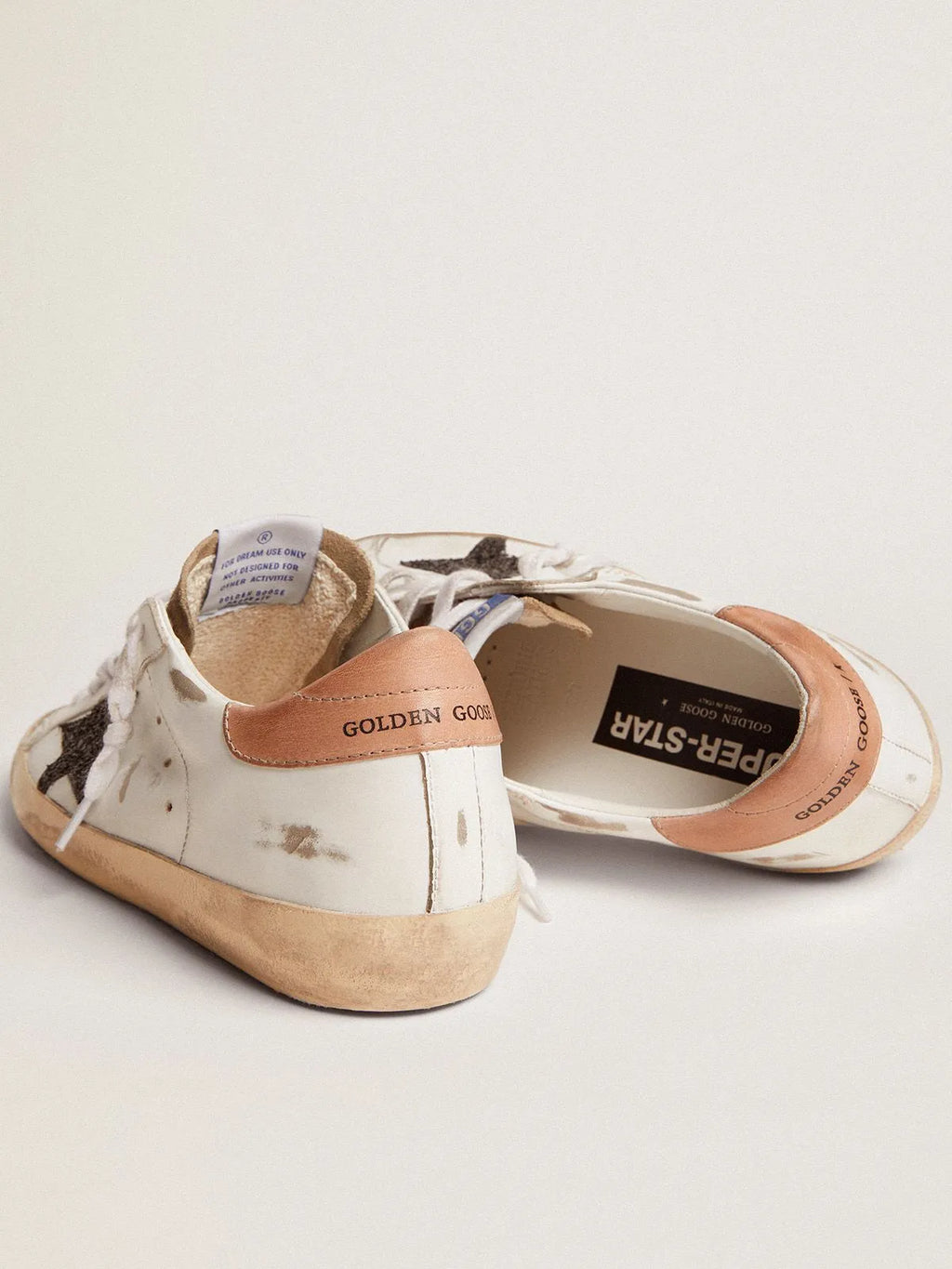 Super-Star sneakers with black glitter star and old-rose leather heel tab