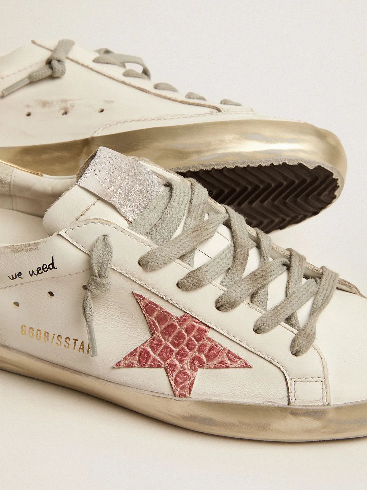 Super-Star sneakers with handwritten lettering and crocodile-print leather stars