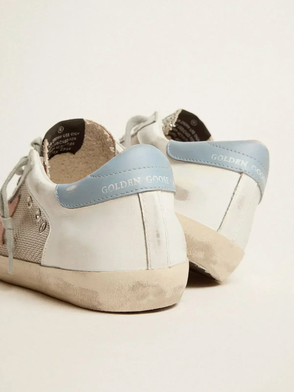 Super-Star LTD sneakers in white leather with mesh insert and silver glitter tongue