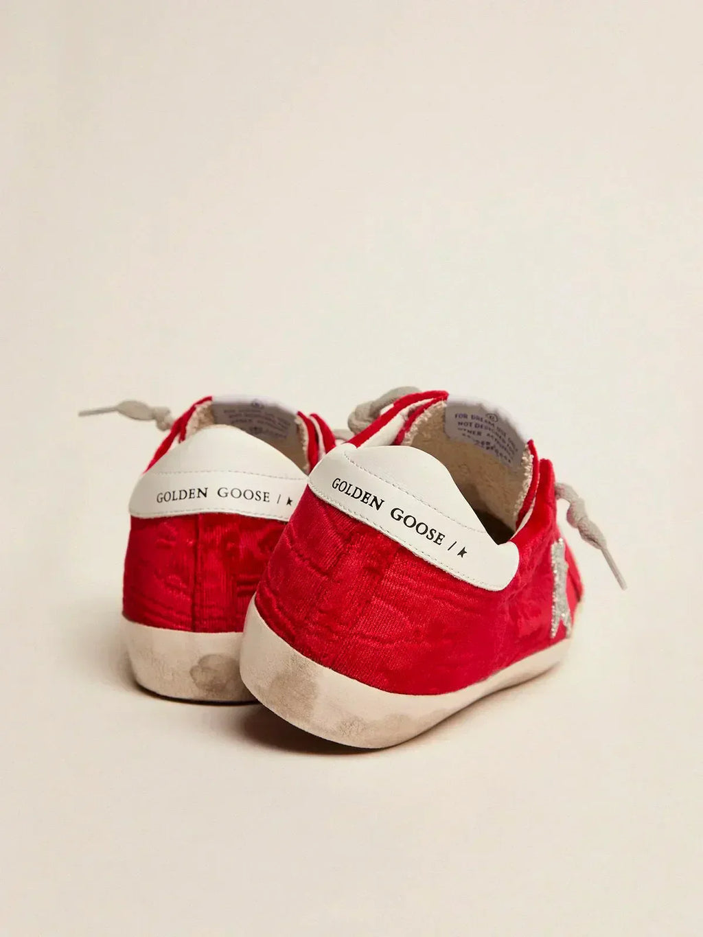 Super-Star LTD sneakers in red moir¨¦ velvet with Swarovski crystal star
