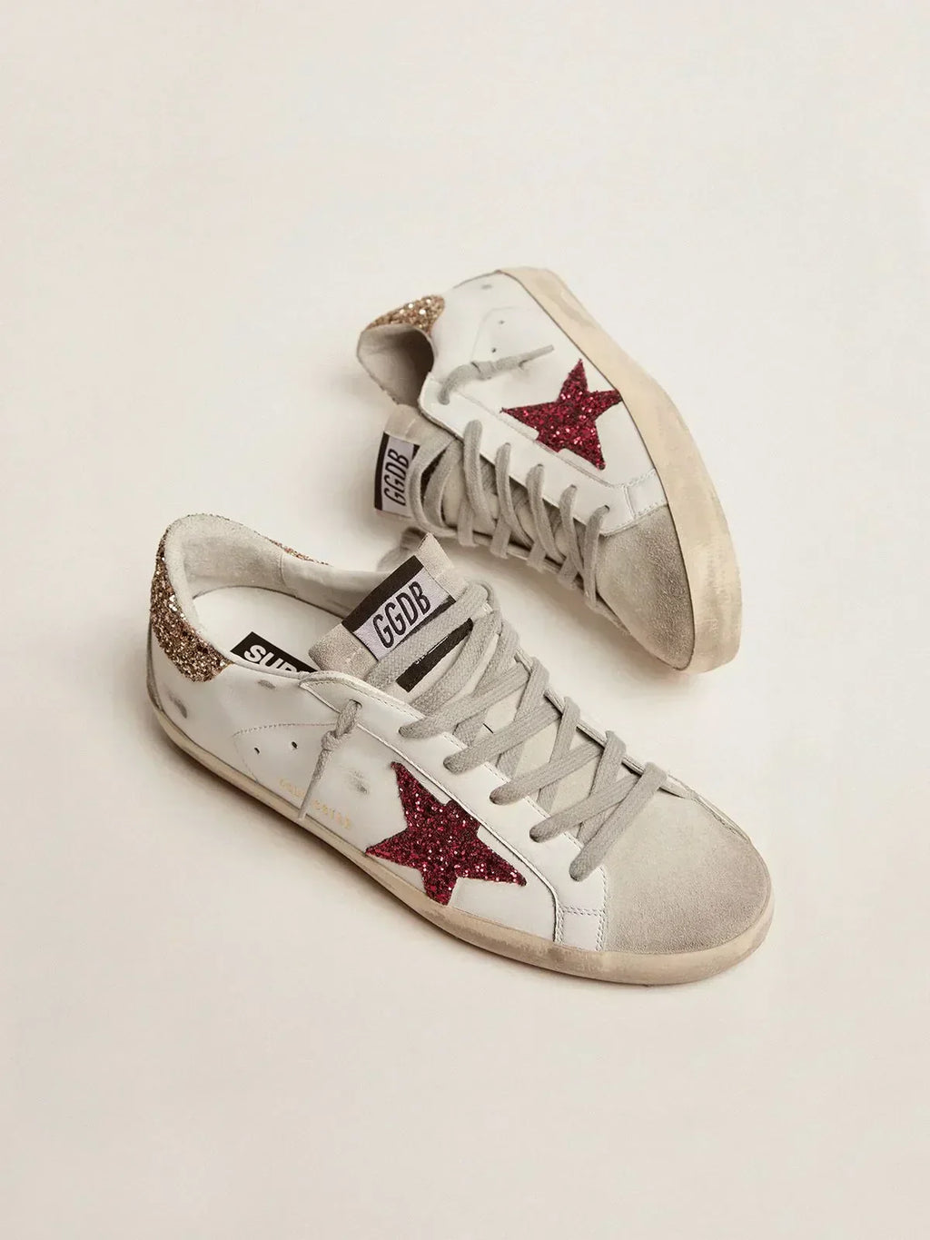Super-Star sneakers with colored glitter star and heel tab