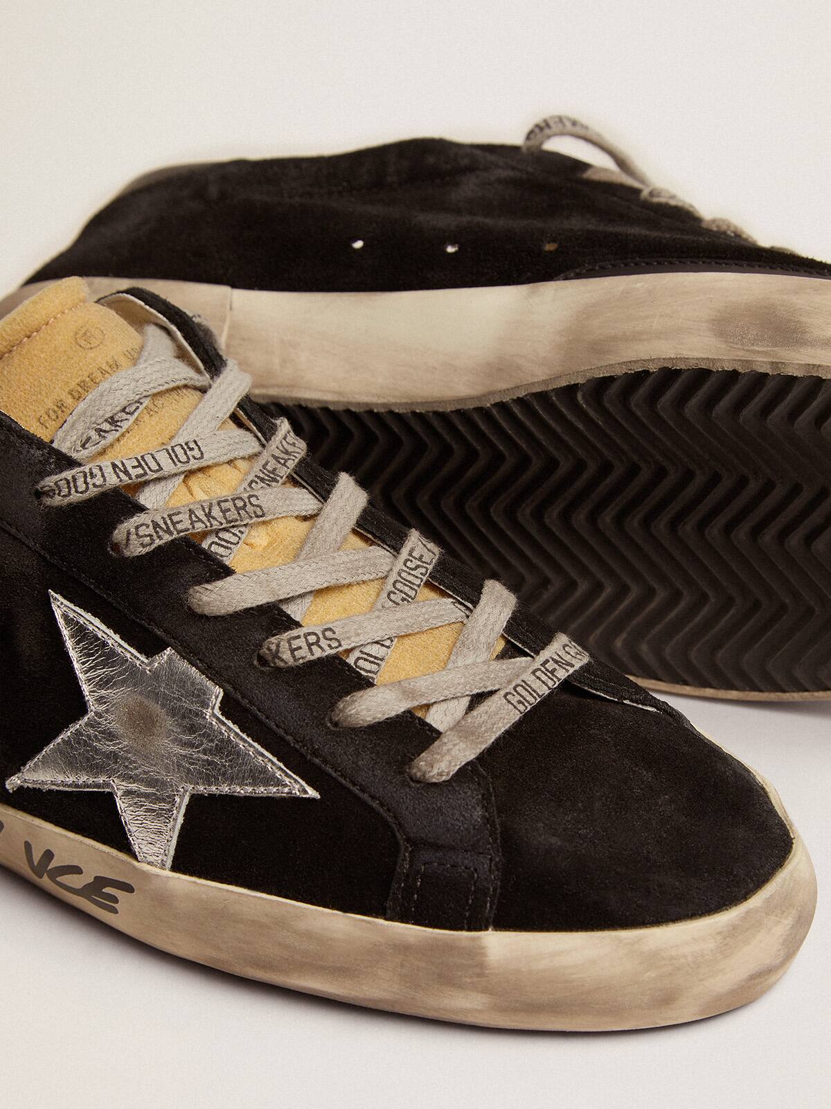 Men's Super-Star in black suede with silver laminated leather star