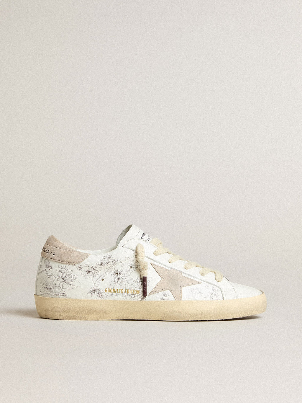 Men’s Super-Star LTD CNY in white leather with lettering on the upper