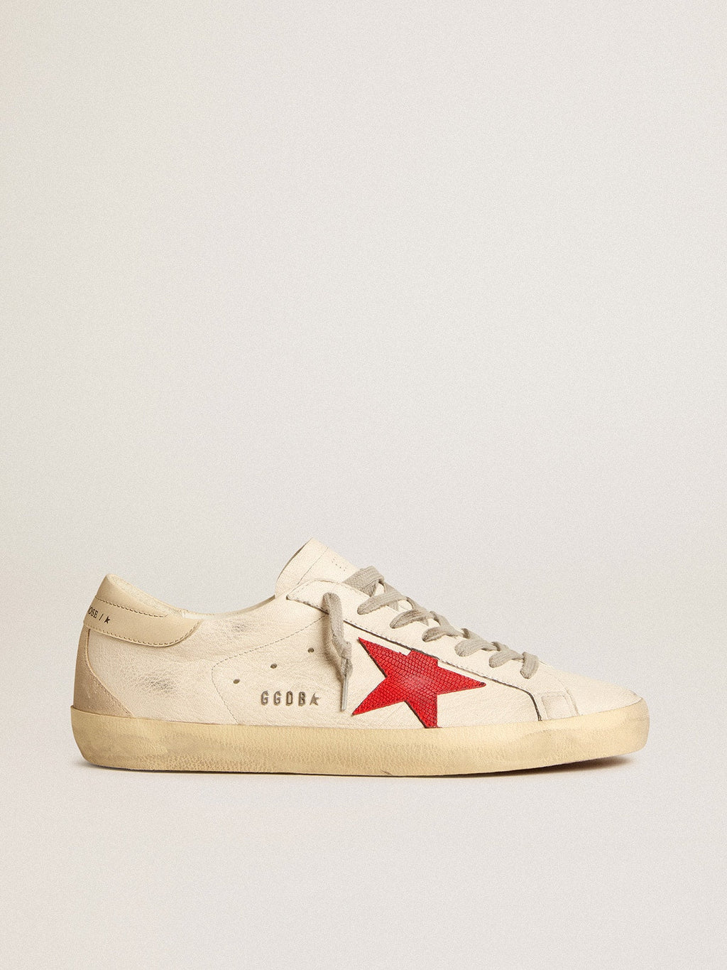 Super-Star in nappa with red star and cream leather heel tab