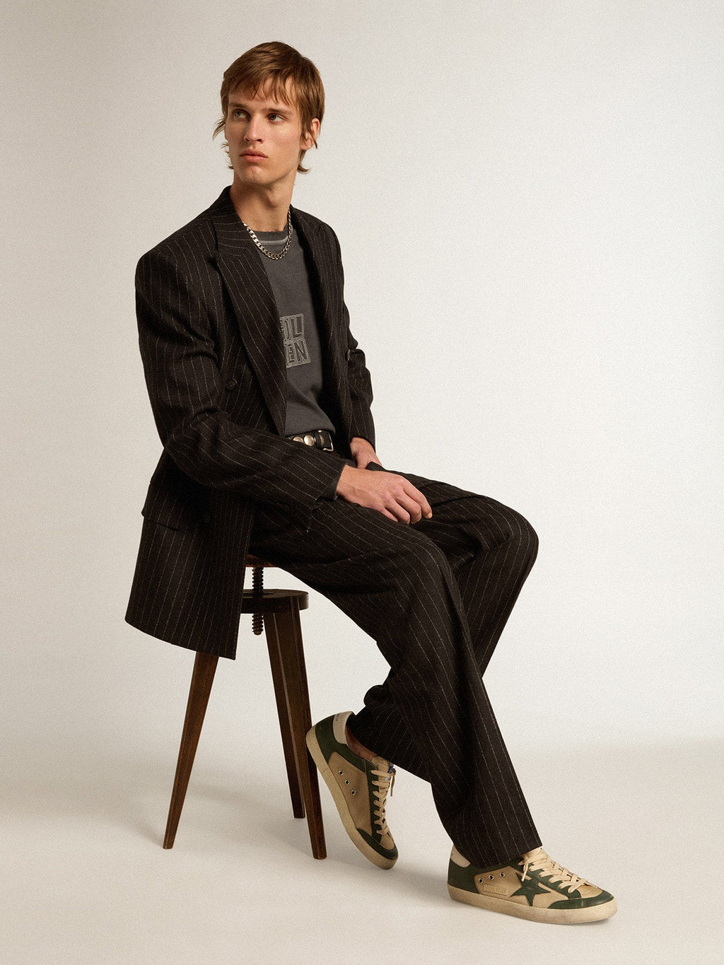 Men's Super-Star LTD in cream mesh and green nappa with nappa star