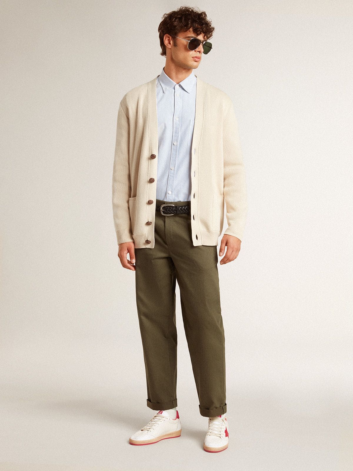 Men’s Ball Star Wishes in white leather with a red star and heel tab