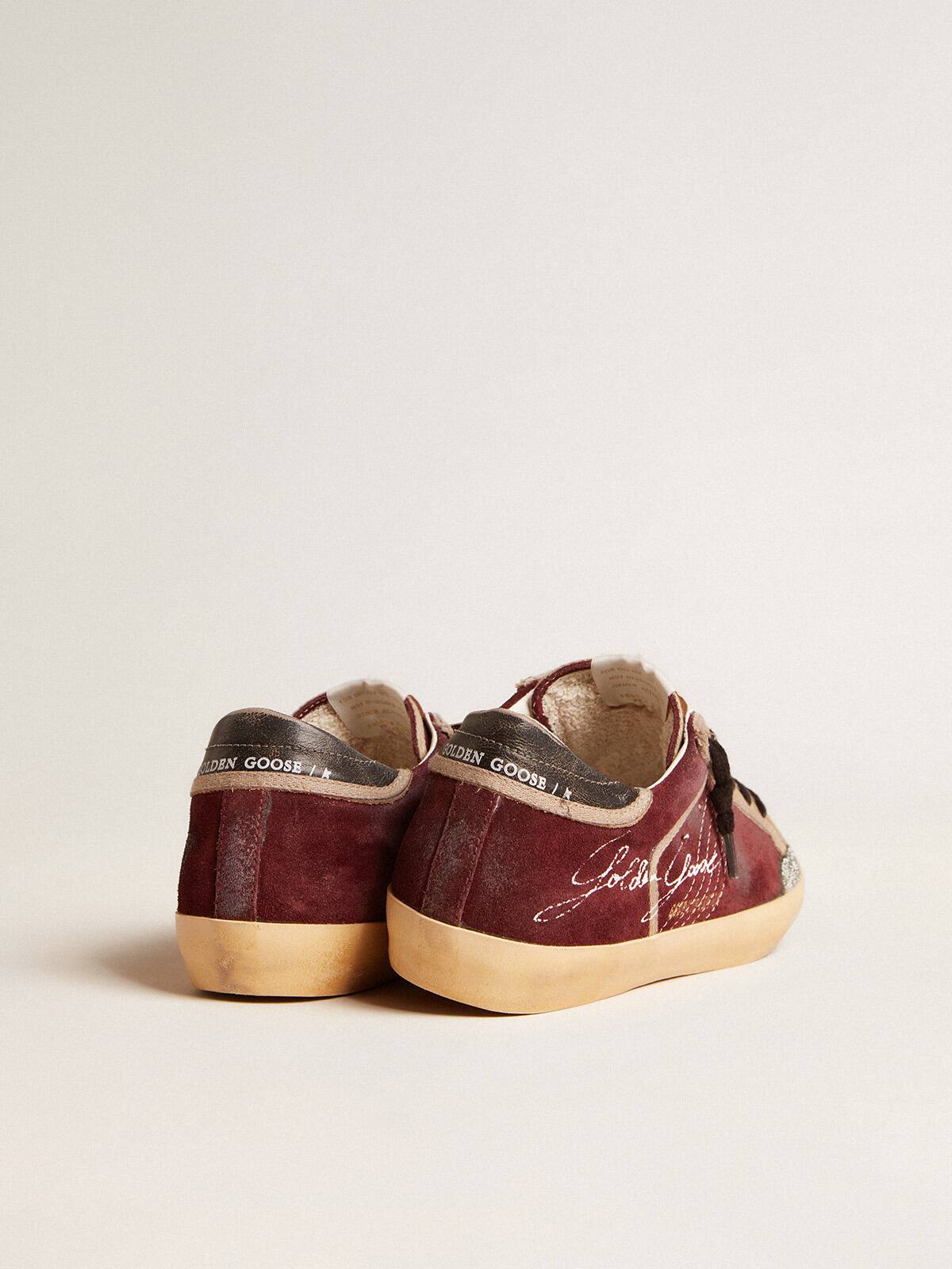 Men’s Super-Star Penstar LAB in burgundy suede with perforated star