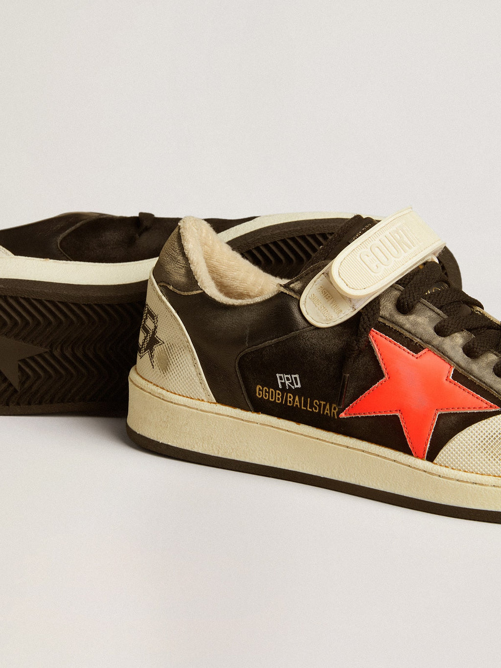 Ball Star Pro in black suede with neon orange star