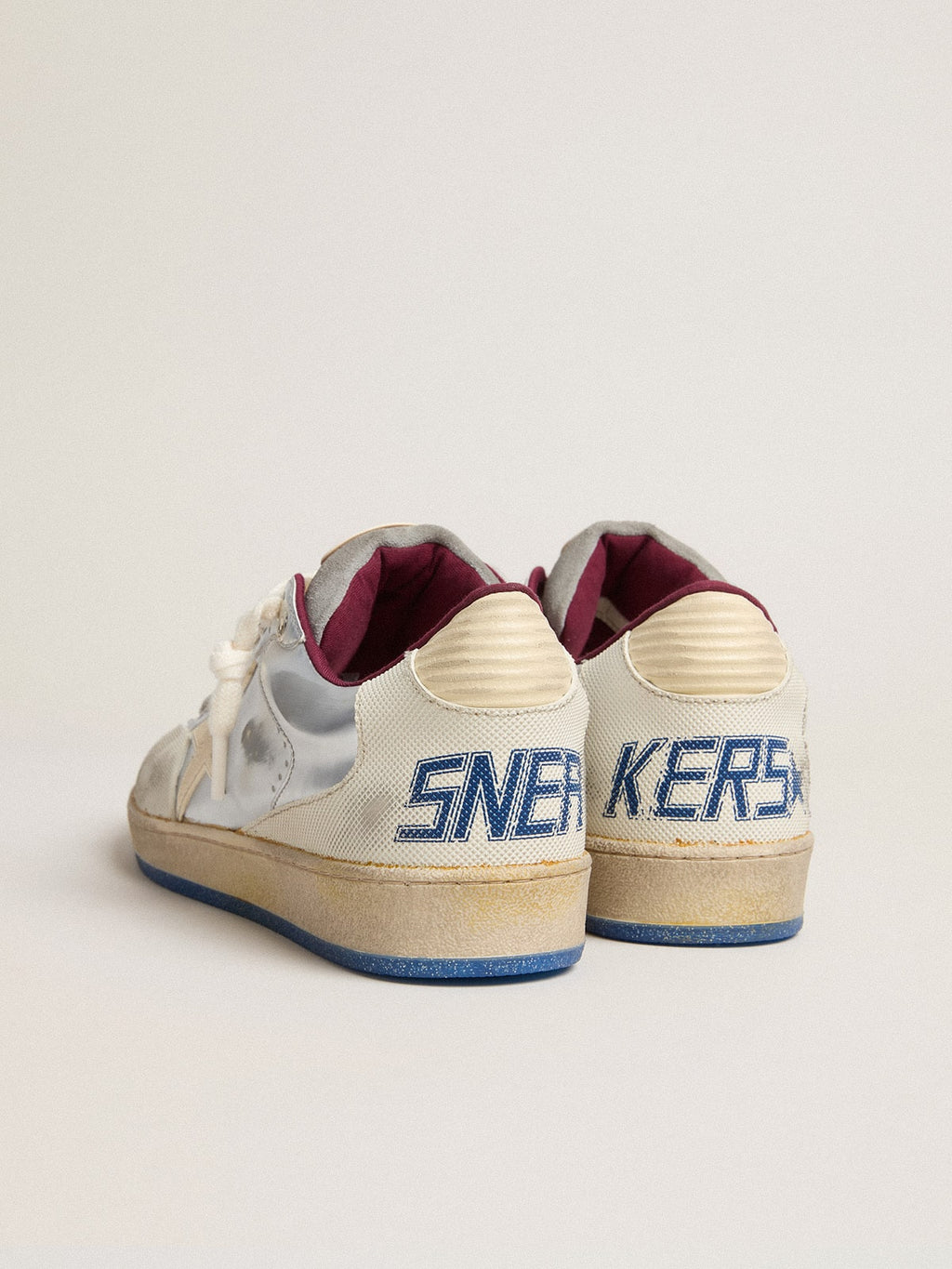 Men’s Ball Star Pro in silver metallic leather with cream-colored star