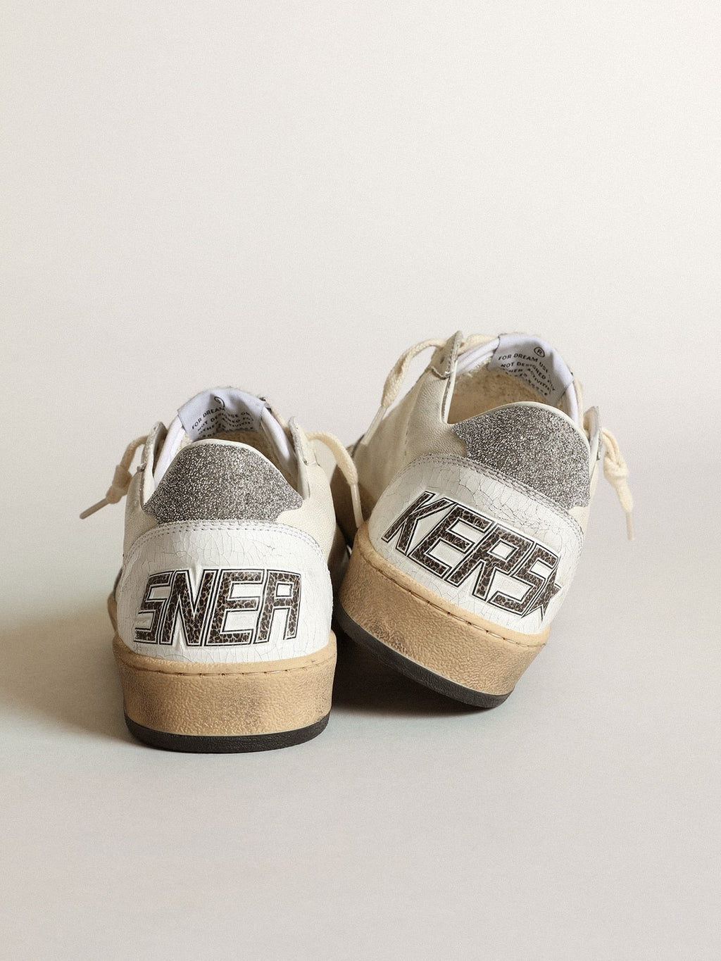 White Ball Star with a Swarovski crystal star and heel tab