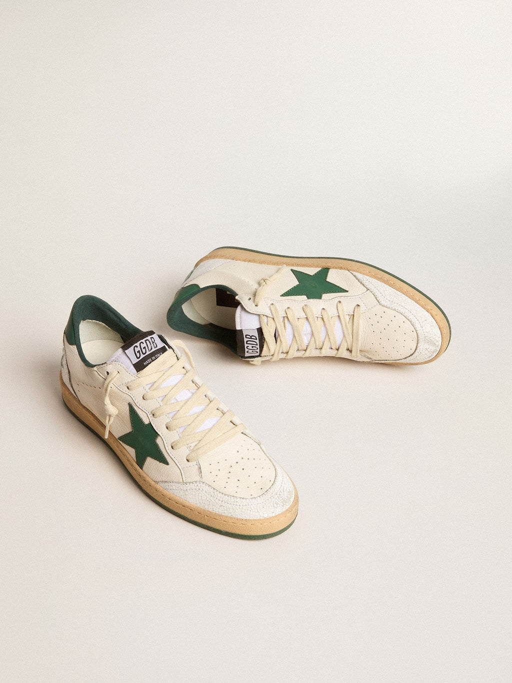 Women's Ball Star Wishes in white nappa leather with green leather star and heel tab