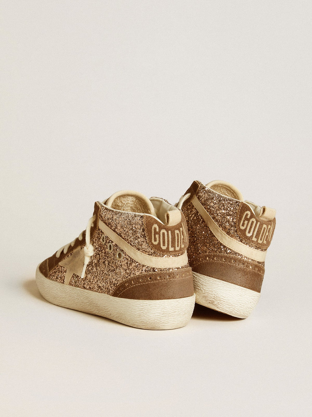 Women's Mid Star in glitter with pearl suede star and brown suede inserts