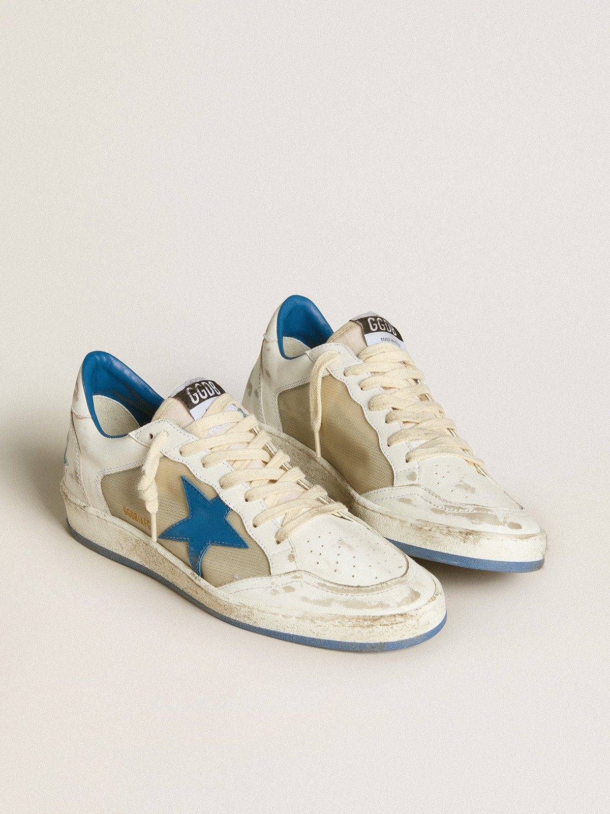 Women’s Ball Star LAB in white leather with light blue leather star and white heel tab