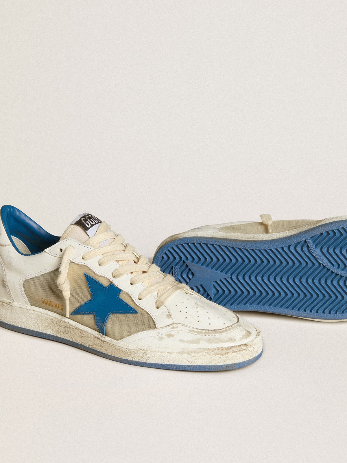 Women’s Ball Star LAB in white leather with light blue leather star and white heel tab