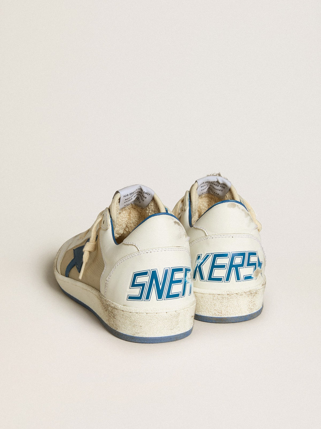 Women’s Ball Star LAB in white leather with light blue leather star and white heel tab