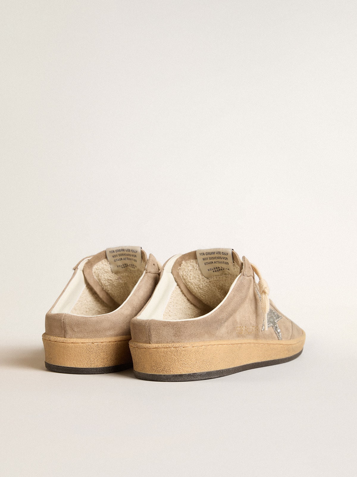 Ball Star Sabots in dove-gray suede with silver glitter star