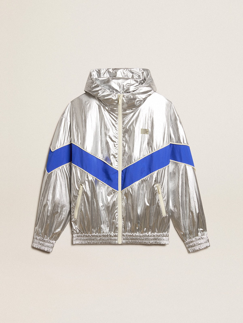 Women’s windcheater in silver technical fabric