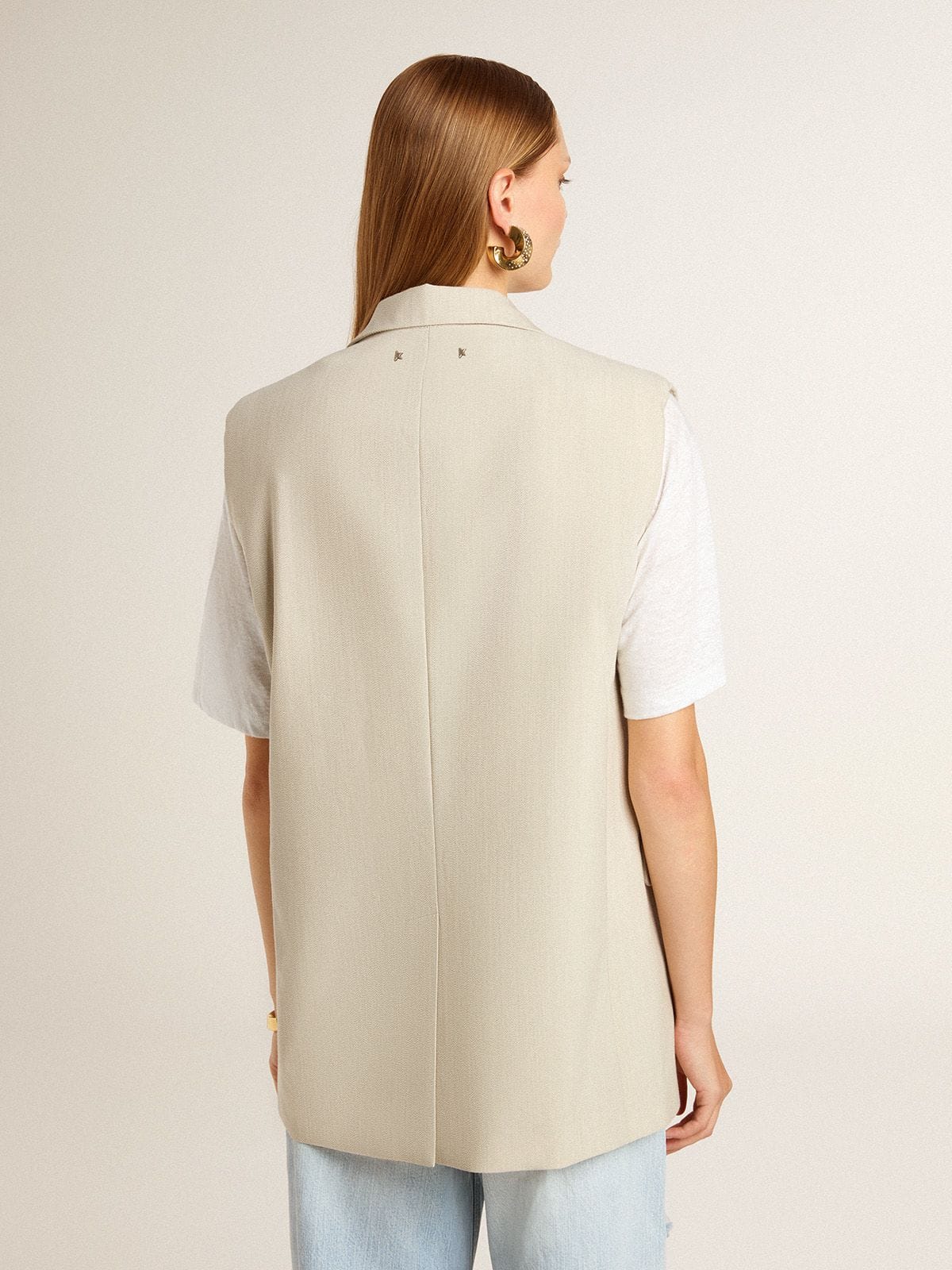 Women's khaki wool blend vest jacket