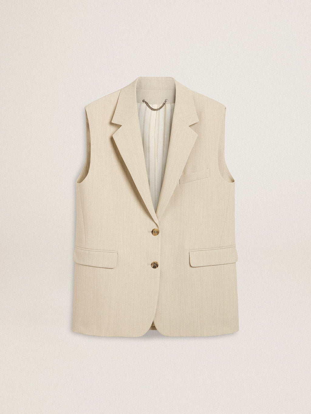 Women's khaki wool blend vest jacket